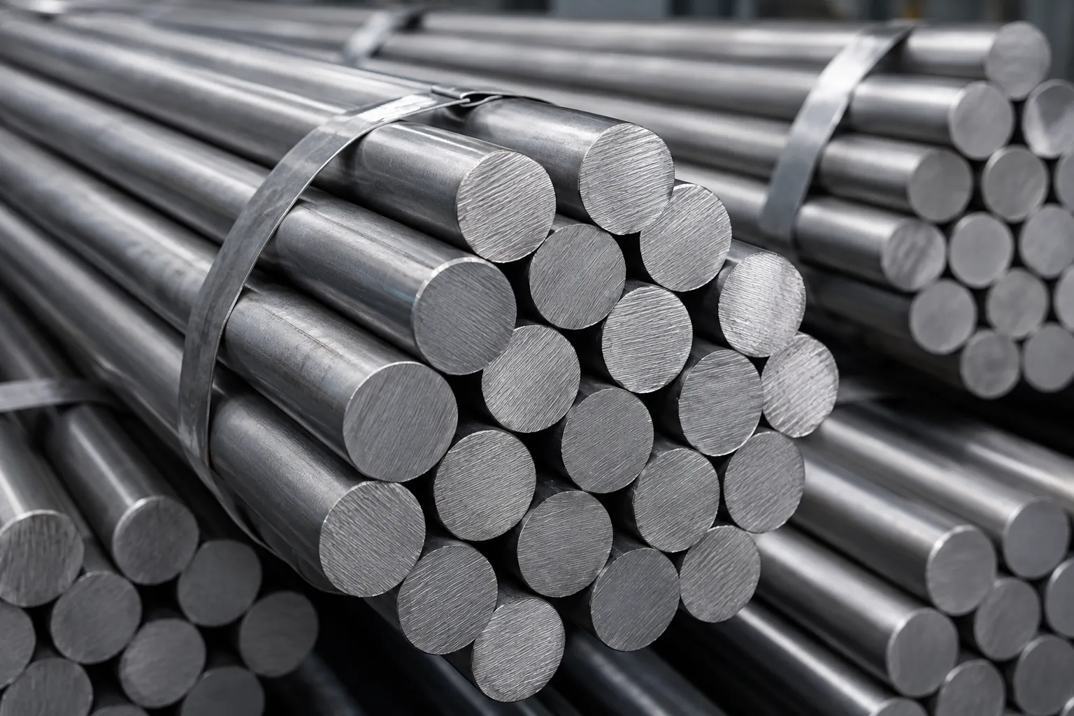 Bundled stainless steel round bars manufactured for industrial and engineering requirements